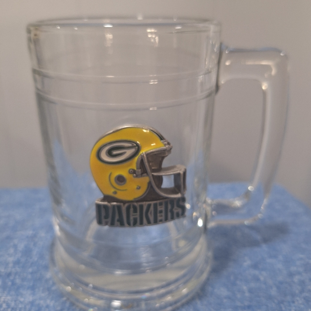 NFL Green Bay Packers Glass Stein- Pewter Logo